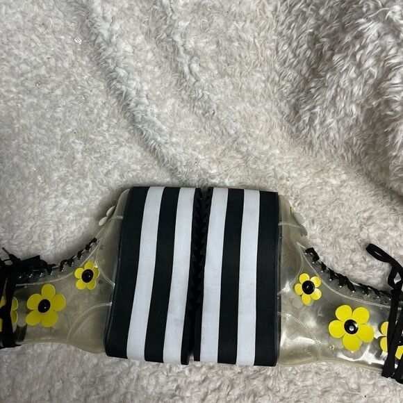 Clear Floral Platform Heeled Boots - Picture 8 of 14